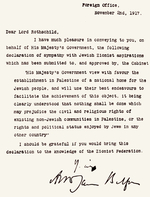 Balfour Declaration: British support for Jewish homeland in Palestine during World War I.