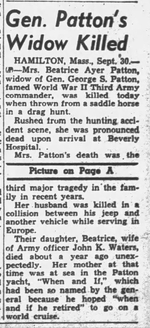 Death of Beatrice Patton Due to Ruptured Aneurysm in September 1953